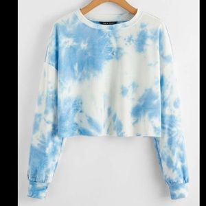 Drop Shoulder Tie Dye Crop Pullover